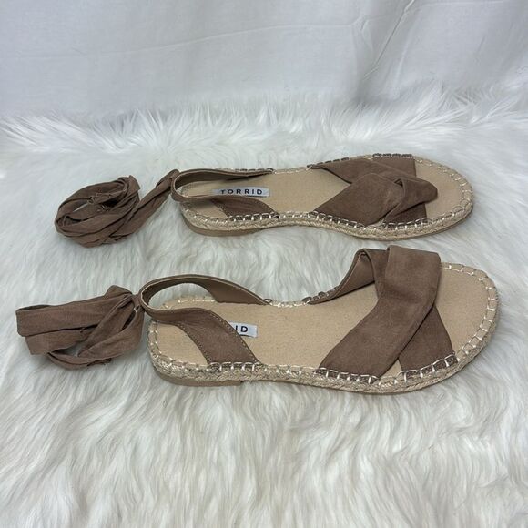 Torrid Tan Lace Up Ankle Tie Sandals Sz 11 - Picture 4 of 5